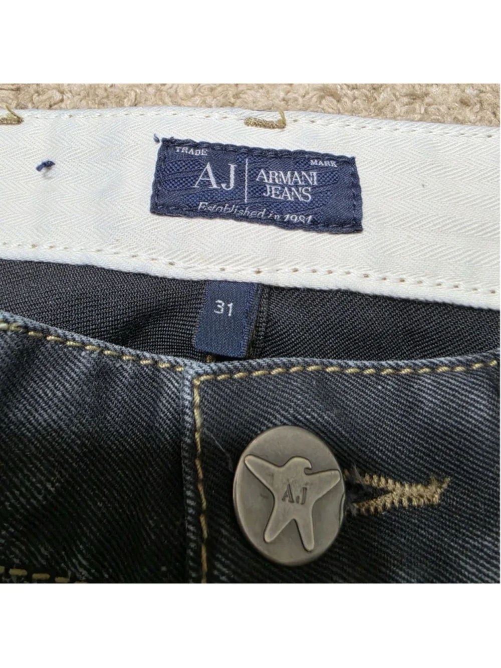 Armani Jeans AJ Mens 31 Slim Dark Wash Stretch Denim Designer Casual Pants